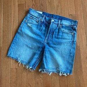 GAP Boyfriend Mid-Rise Distressed Medium Wash Denim Jean Shorts